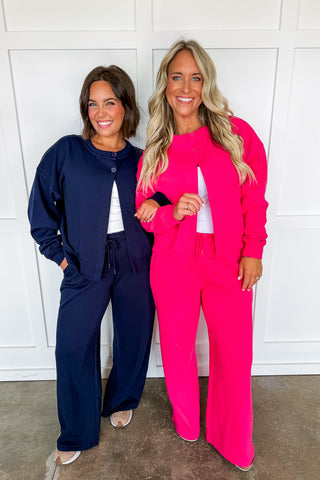 Weekend Reset Drawstring Waist Pants in Navy