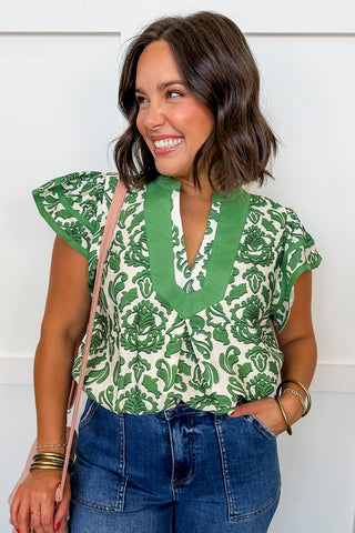 Southern Charm Statement Top in Green