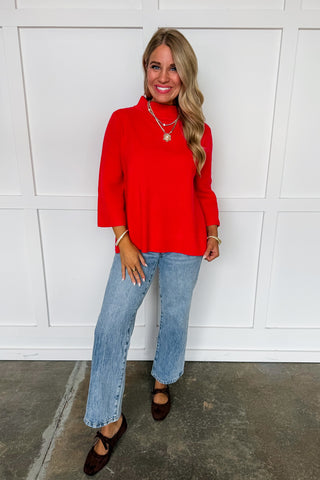 Timeless Touch Boxy Sweater in Red