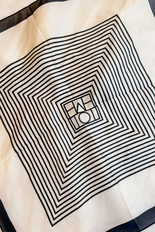 Black & White Striped Silk Scarf