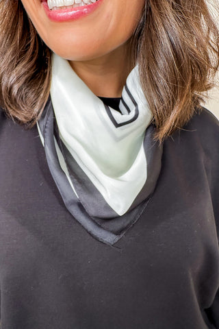 Black & White Striped Silk Scarf