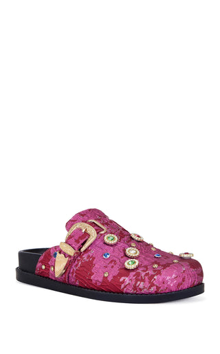The Quincy Red & Pink Bedazzled Clog Mule