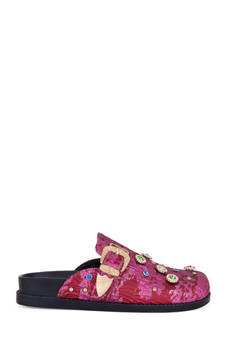 The Quincy Red & Pink Bedazzled Clog Mule