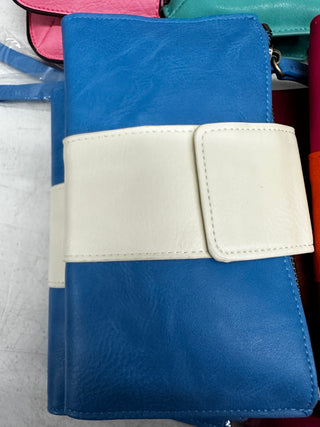 The Camryn Colorblock Wallet Crossbody in Surf Blue/White by Joy Susan