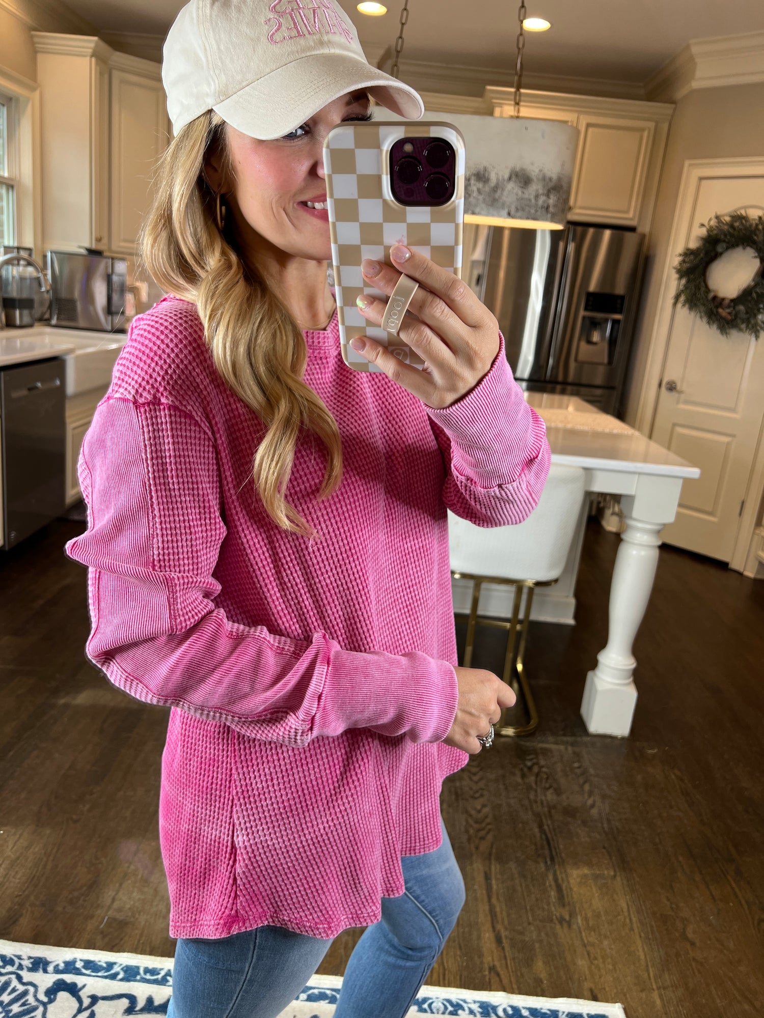 Closet Staple Waffle Knit Thermal in Pink