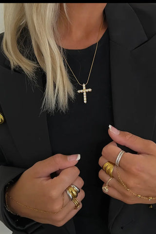 Chan Sutt  Pearls Cross Necklace