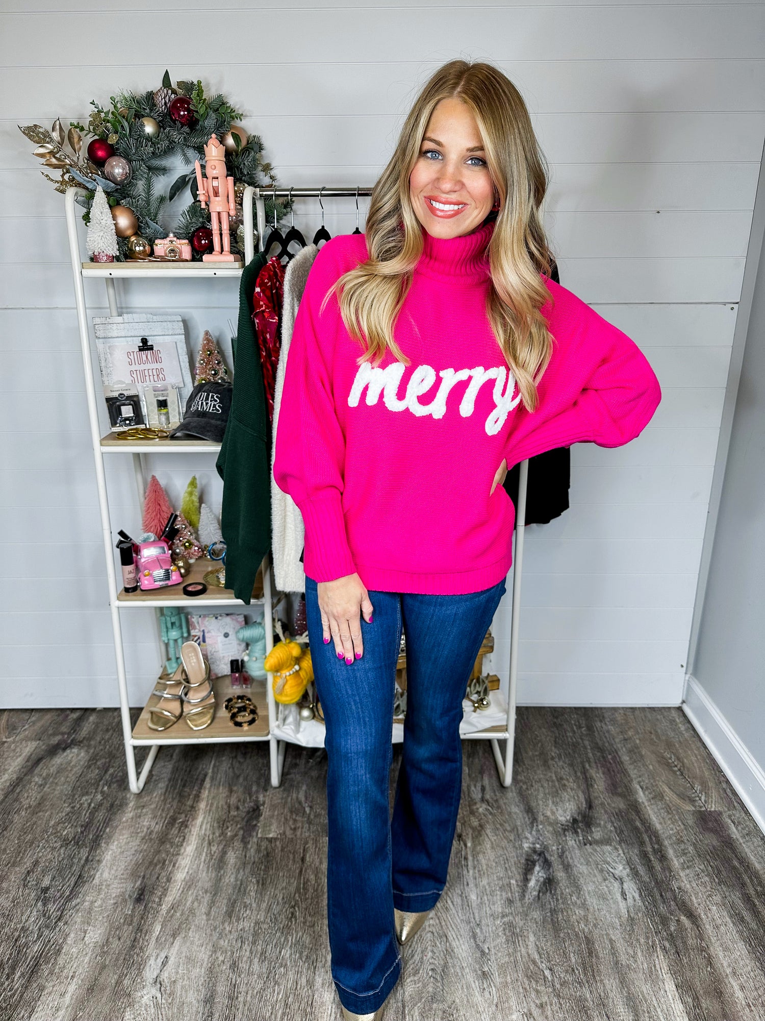 Hot Pink Merry Christmas Sweater