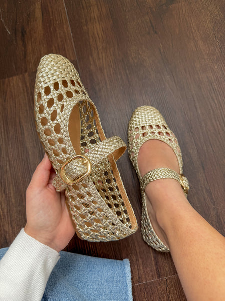 Mixed Feelings Corkys Gold Woven Mary Jane Flats – Jules & James
