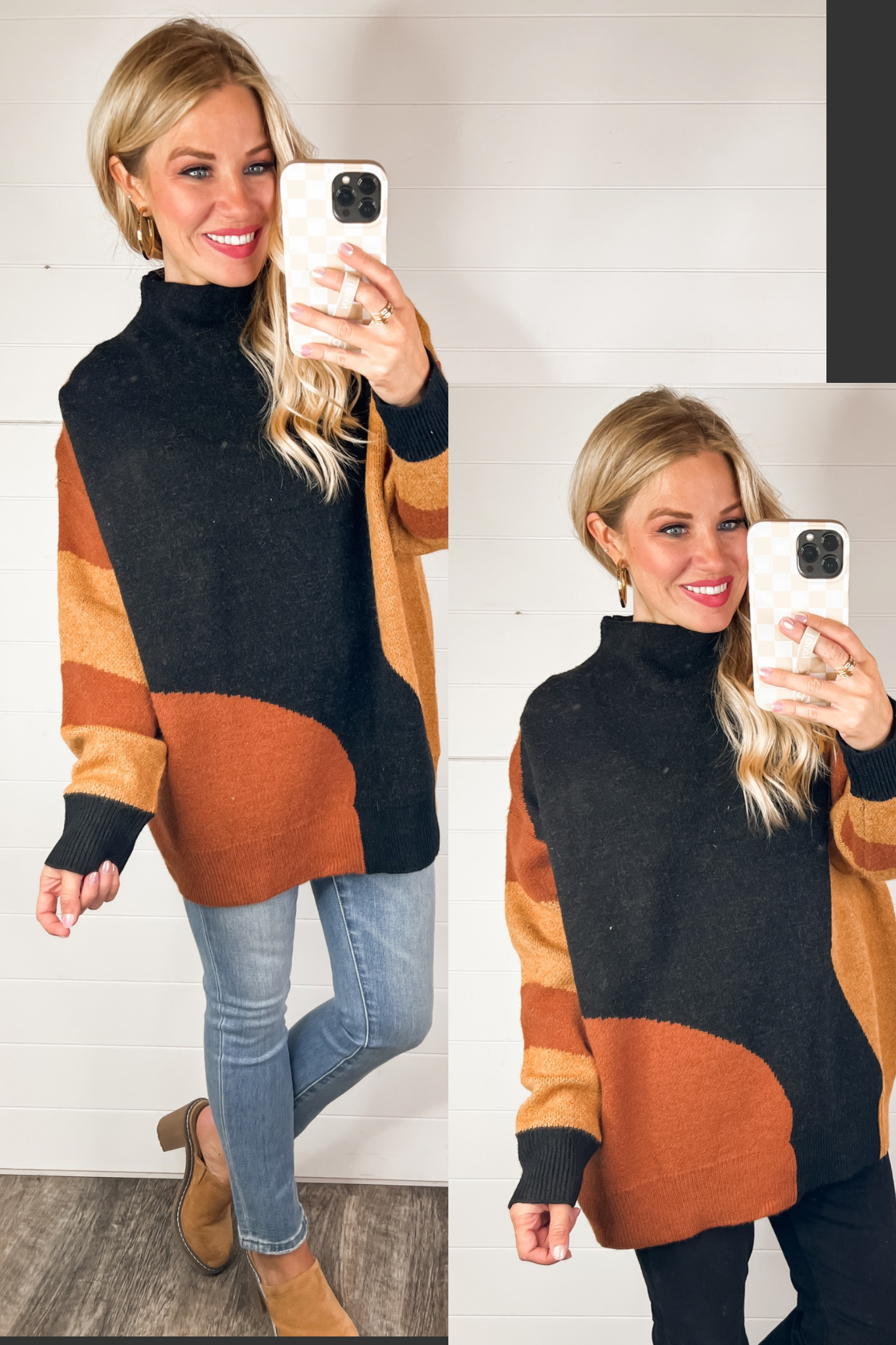 Black & Toffee Oversized Sweater