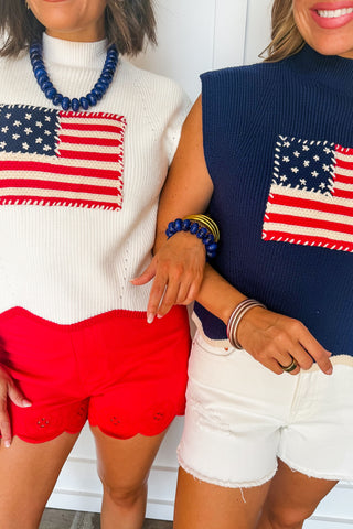 All American Charm Knit Top in Off White