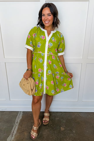 Sweet Garden Flow Dress in Lime