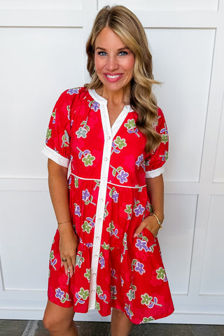 Sweet Garden Flow Dress in Cranberry