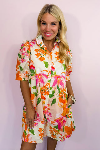 Coastal Bloom Button Front Dress