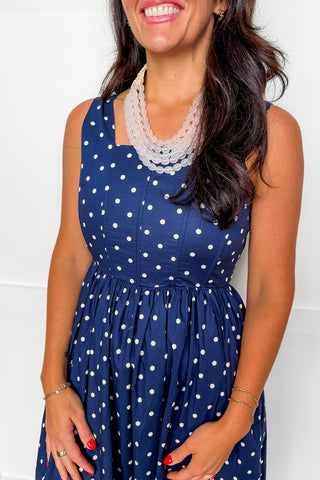 Chic in Navy Dotted Dress
