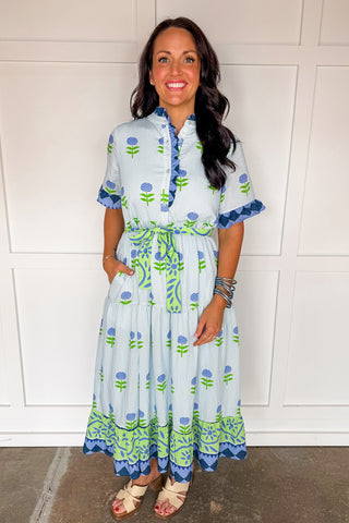 Blue Haven Garden Midi Dress