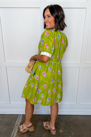 Sweet Garden Flow Dress in Lime