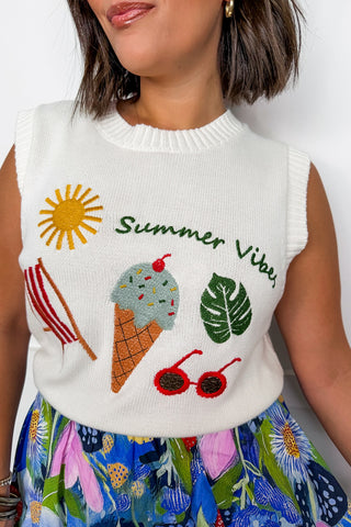 Summer Vibes Embroidered Knit Top