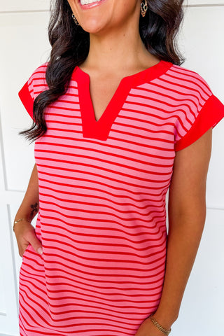 Go-to Striped Pink/Red Dress
