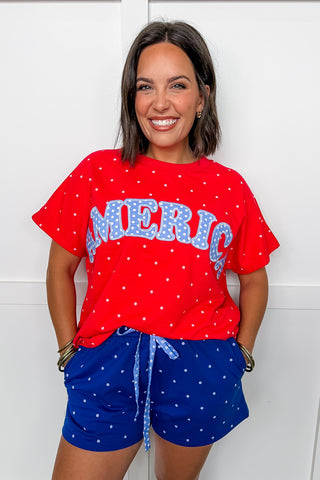 Classic Americana Dot Top in Red
