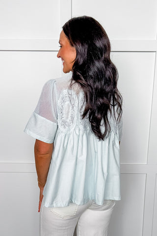 Baby Blue Lace Peplum Top