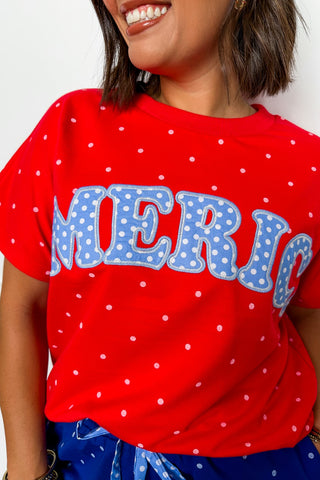 Classic Americana Dot Top in Red