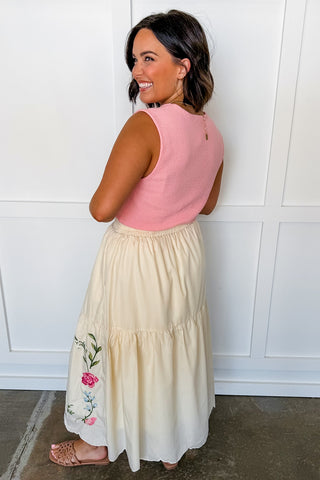 Timeless Bloom Embroidered Midi Skirt