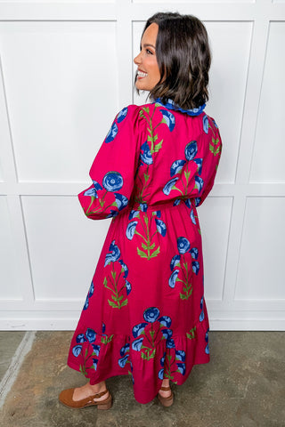 Juliette Rose Printed Maxi Dress in Berry