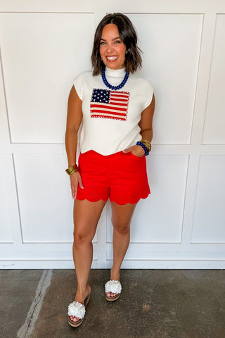 All American Charm Knit Top in Off White