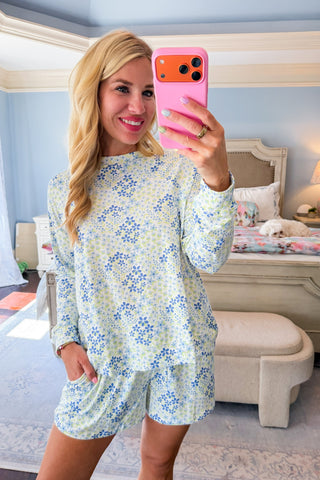 The Annie Larkspur Fields Blue Pajama Set by Mary Square