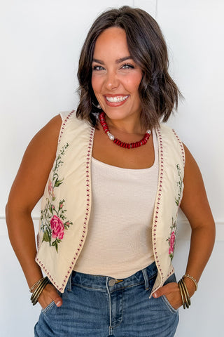 Timeless Bloom Embroidered Vest