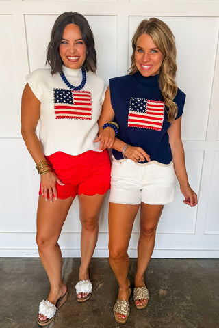 All American Charm Knit Top in Off White