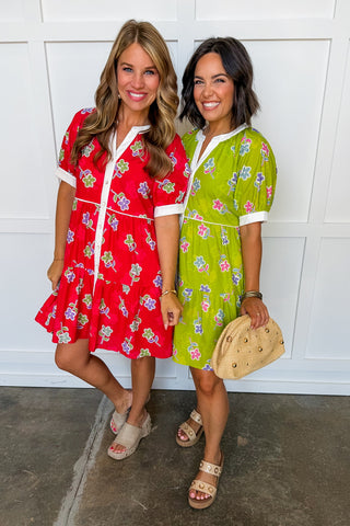 Sweet Garden Flow Dress in Lime