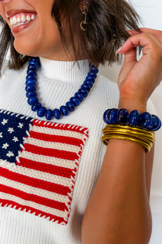 Sugar Rush Beaded Bracelet & Necklace Set in Navy by Treasure Jewels