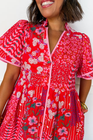 Sweet Bloom Patchwork Midi Dress
