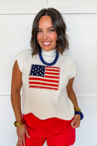 All American Charm Knit Top in Off White