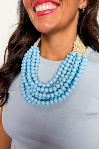 Coastal Pop Statement Necklace in Blue