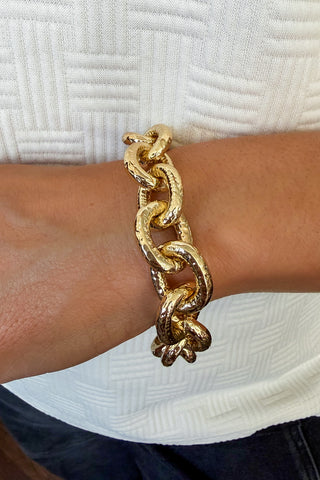Golden Hammered Link Bracelet