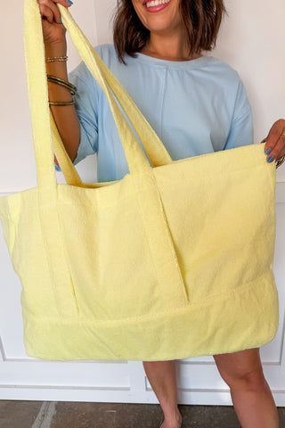 Beach Babe Terrycloth Tote in Lemon