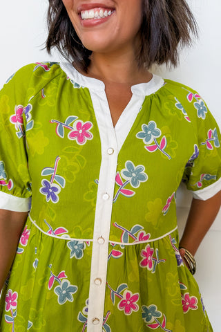 Sweet Garden Flow Dress in Lime