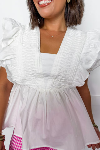 Ruffles & Romance Peplum Top in Off White