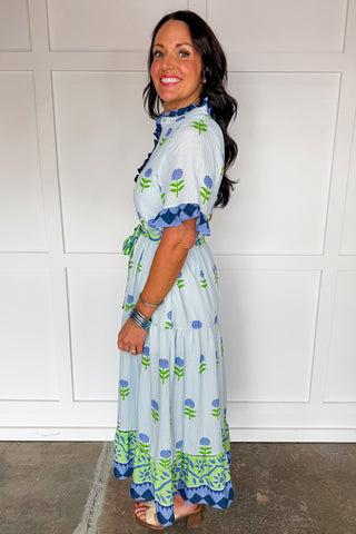Blue Haven Garden Midi Dress