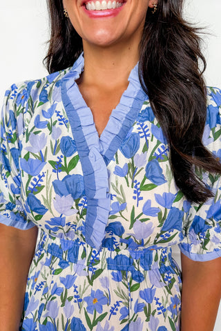 The Juliette Maxi Dress in Blue Mix Floral