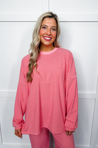 The Jessica Plush Striped Top in Pink