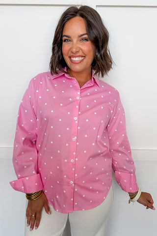 Sweet Spot Button-Up Top in Pink