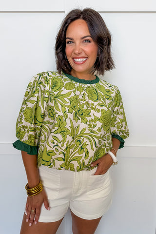 The Lila Bloom Top in Green