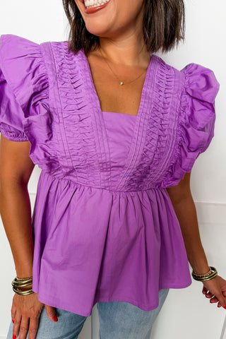 Ruffles & Romance Peplum Top in Violet