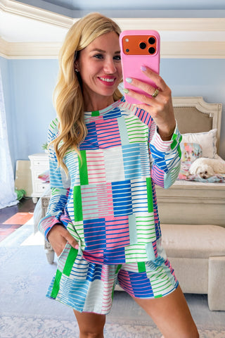 The Annie Pajama Short Set in Yacht Club by Mary Square