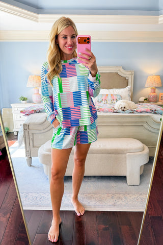 The Annie Pajama Short Set in Yacht Club by Mary Square