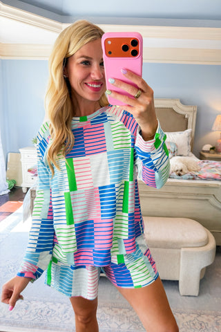 The Annie Pajama Short Set in Yacht Club by Mary Square