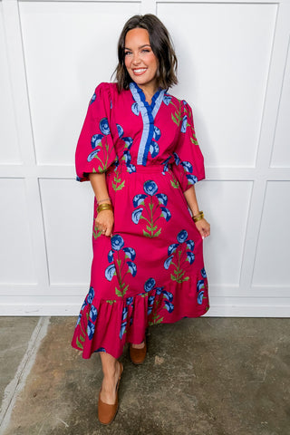 Juliette Rose Printed Maxi Dress in Berry